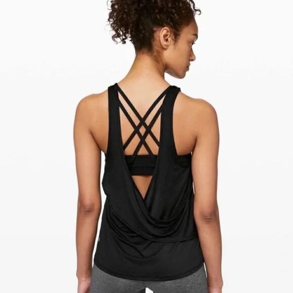 Lululemon Black Re-Energized 2-In-1 Built-In Bra Tank Size 6 - Picture 1 of 5